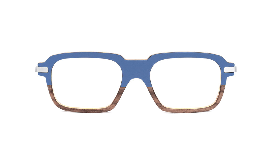 Monture bois Eloi 4/RN - coloris bleu et ronce de noyer - vue de face