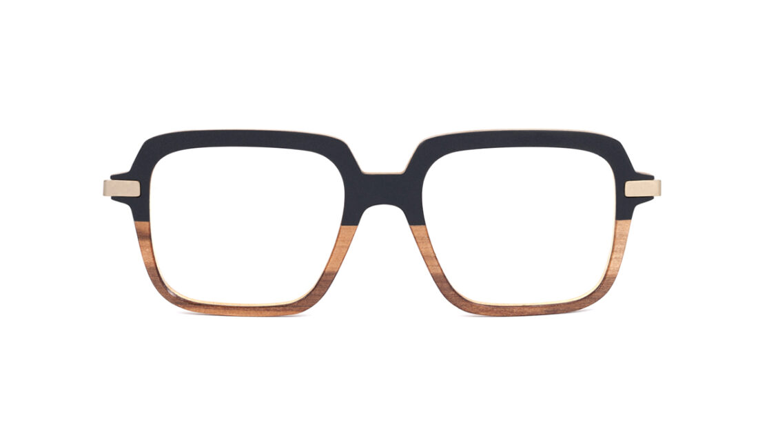 Monture bois Alice 1/RG - coloris noir et redgum - vue de face