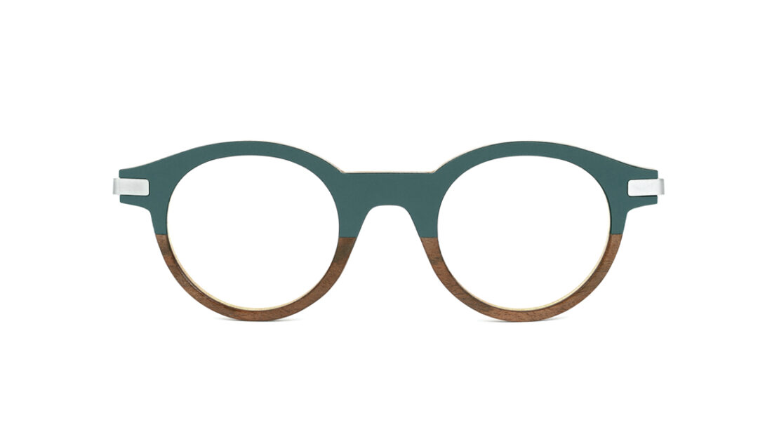 Monture bois Louis 19/RN - coloris gris vert et ronce de noyer - vue de face