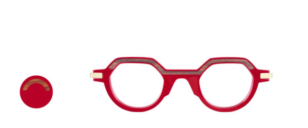 Bannière lunettes créateur modèle Romy Arcade rouge bois de violette face