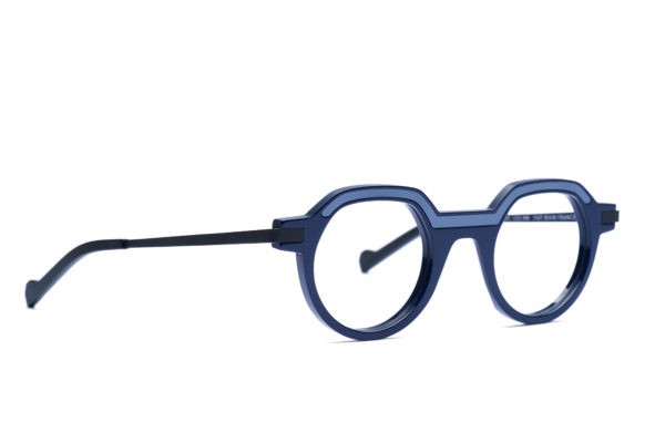 Lunettes créateur modèle Emile Arcade bleu côté