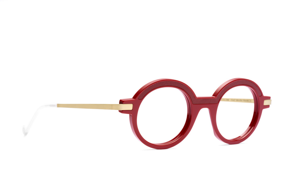 Lunettes créateur modèle Nina Arcade rouge bordeaux piqué côté