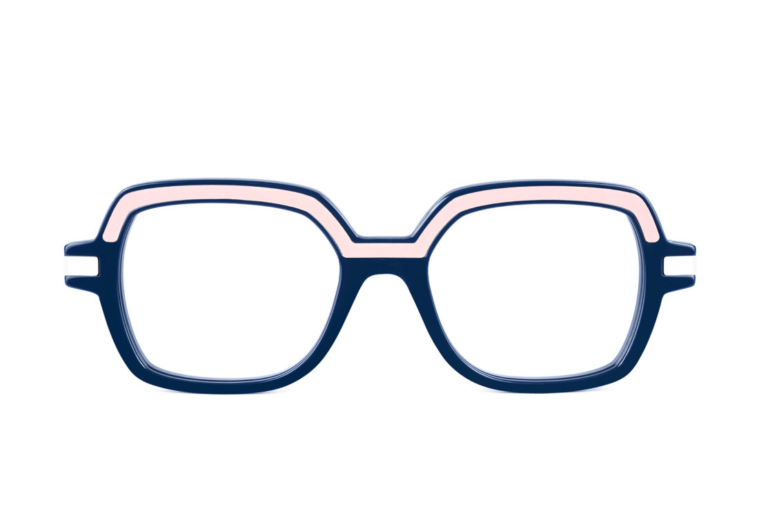 Lunettes créateur modèle Nina Arcade bleu rose face