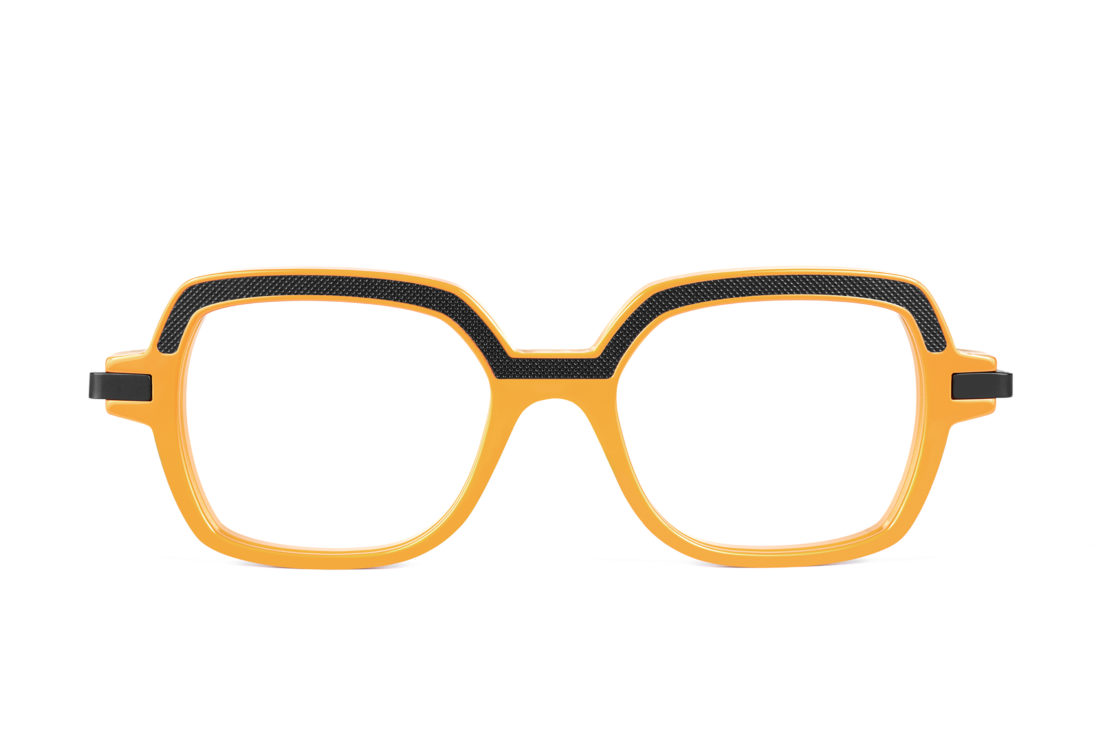 Lunettes créateur modèle Nina Arcade jaune noir piqué face