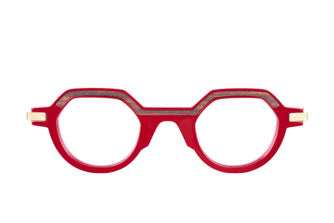 Lunettes créateur modèle Romy Arcade rouge bois de violette face