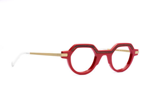 Lunettes créateur modèle Romy Arcade rouge bois de violette côté